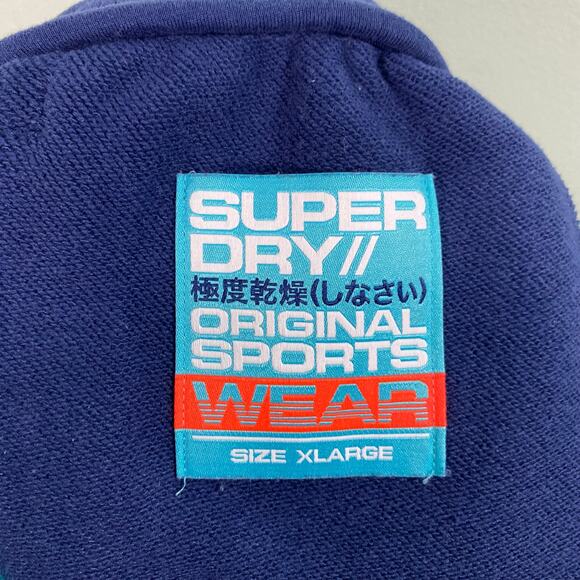 Superdry Men Blue Color Block Graphics Drawstring Sweat Shorts Size XL - Picture 3 of 9